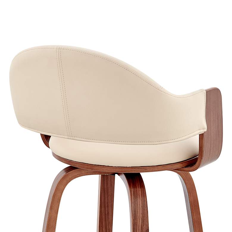 Image 6 Daxton 30" Walnut and Cream Faux Leather Swivel Bar Stool more views