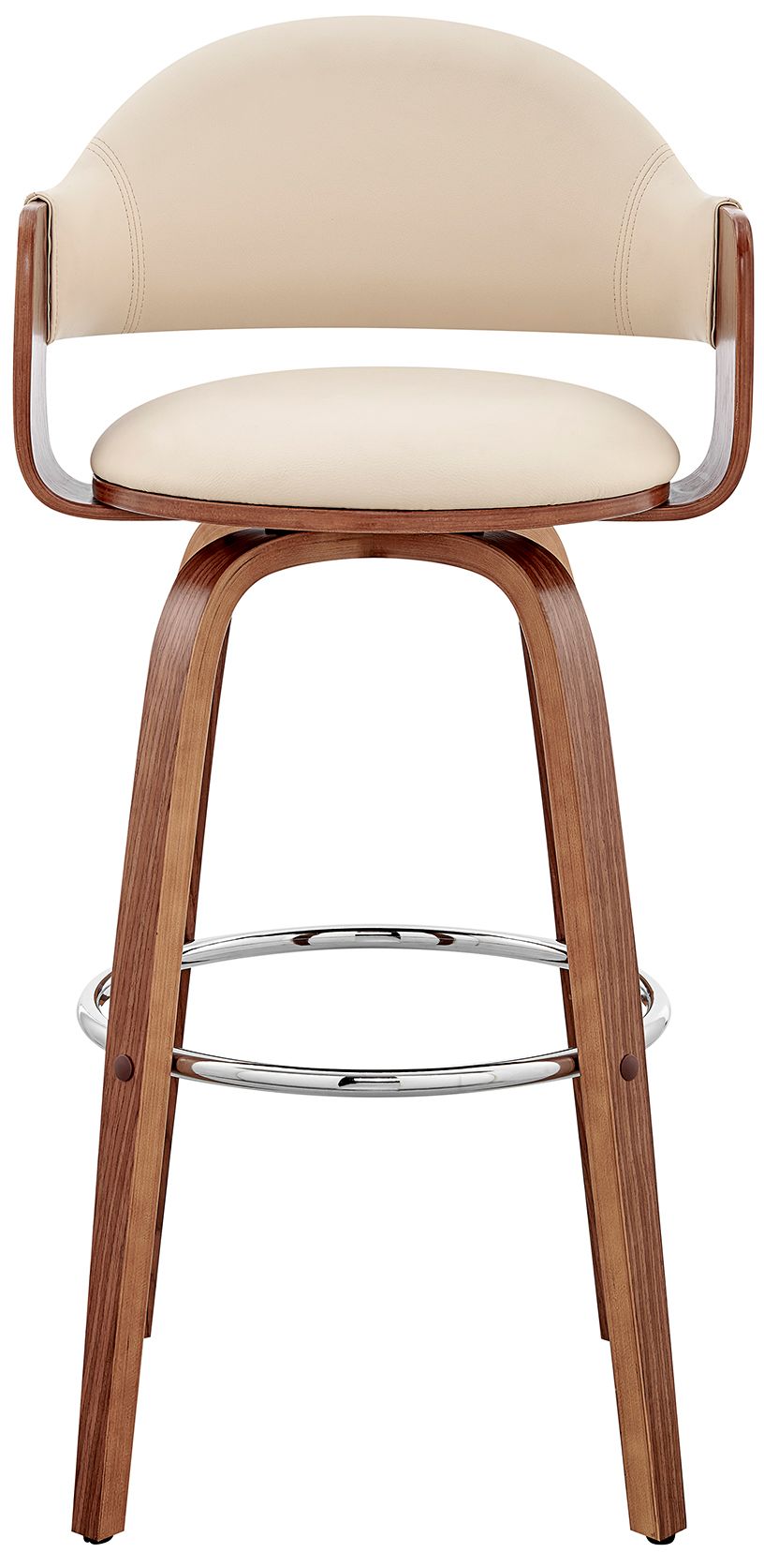 Daxton 30" Walnut and Cream Faux Leather Swivel Bar Stool