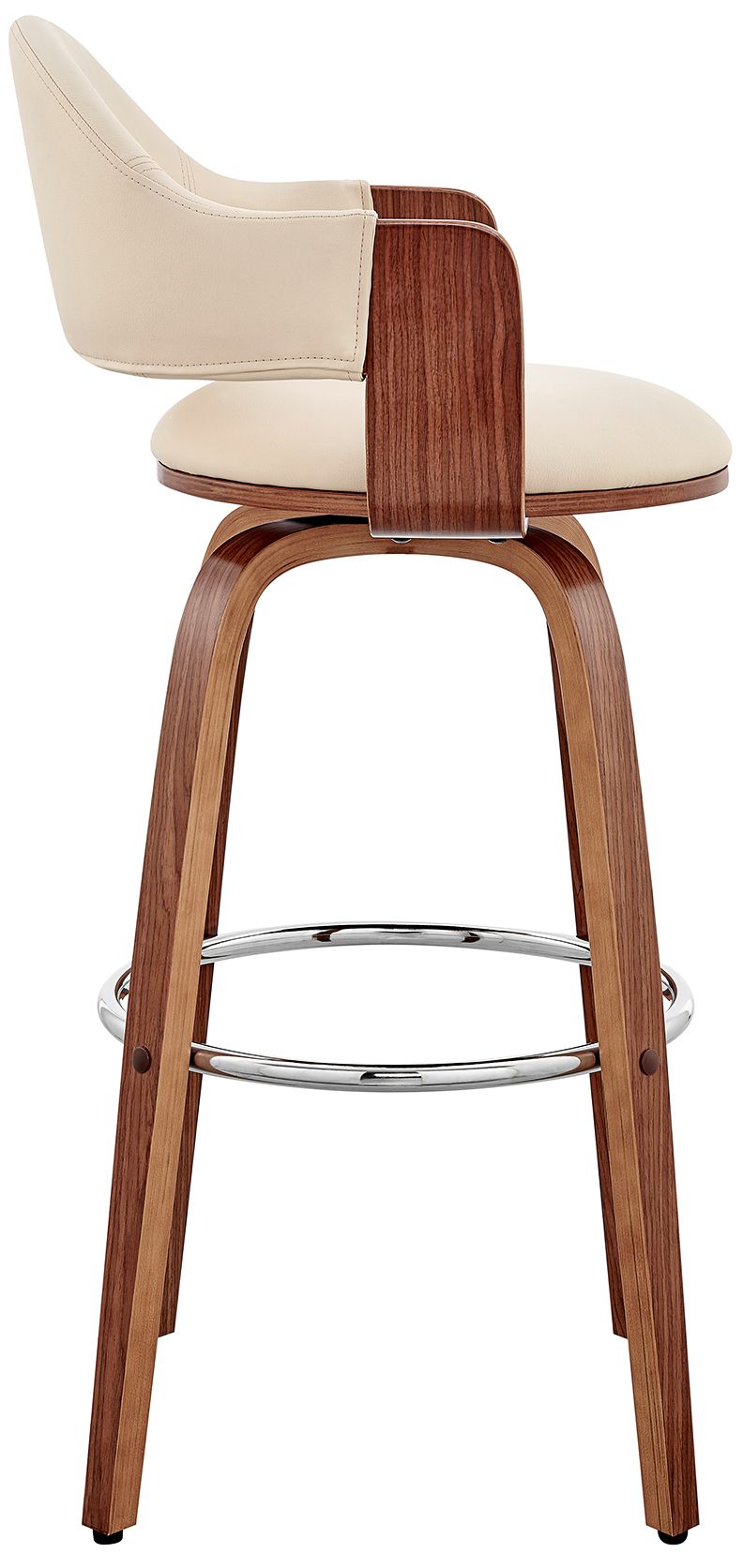 Daxton 30" Walnut and Cream Faux Leather Swivel Bar Stool