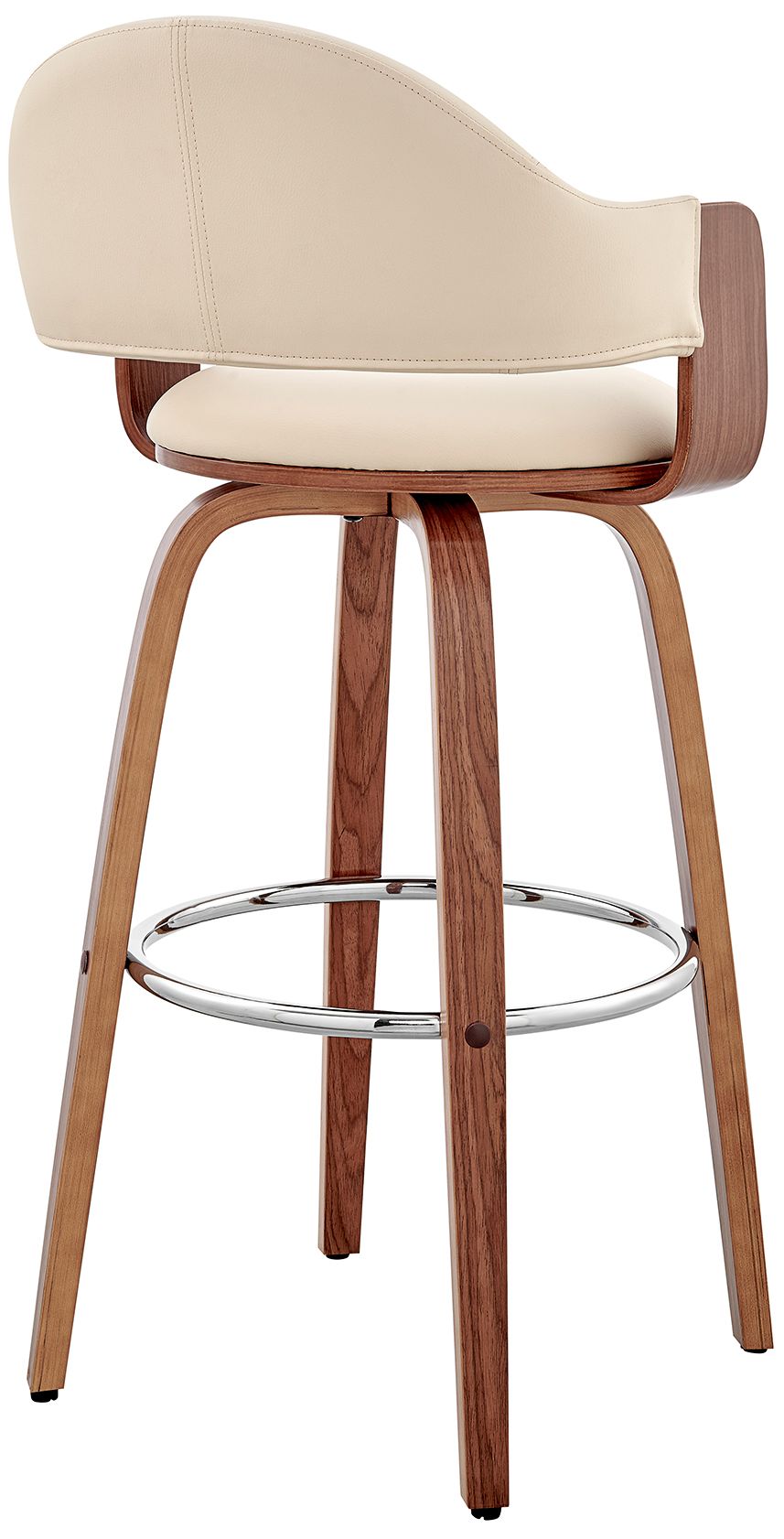 Daxton 30" Walnut and Cream Faux Leather Swivel Bar Stool