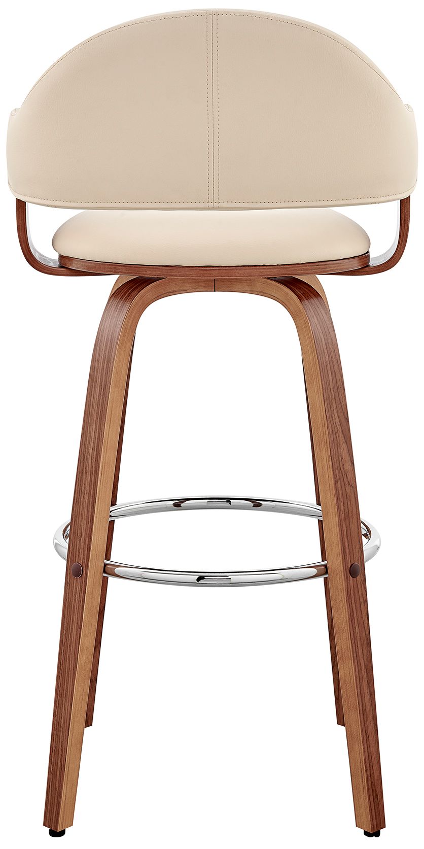 Daxton 30" Walnut and Cream Faux Leather Swivel Bar Stool