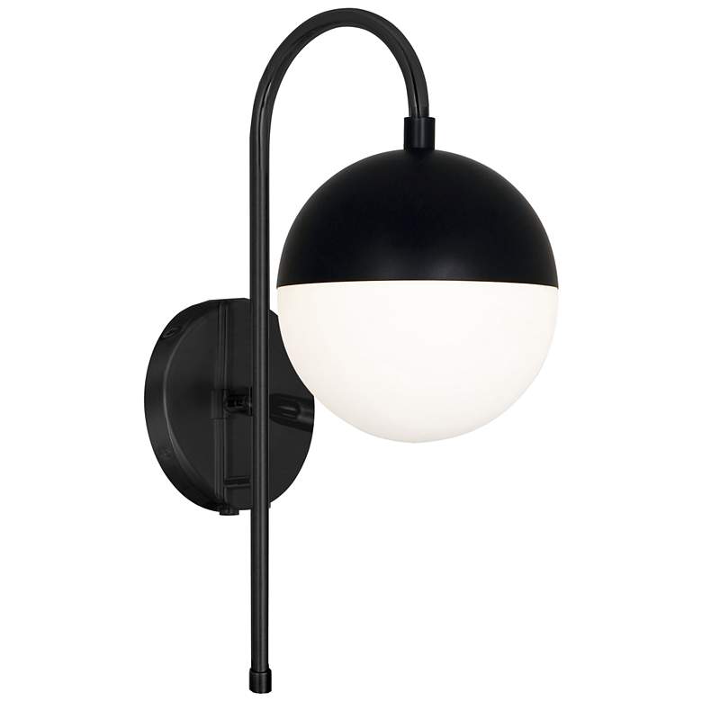 Image 1 Dayana 18.5" High Matte Black Wall Sconce With White Glass Shade