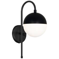 Dayana 18.5&quot; High Matte Black Wall Sconce With White Glass Shade