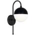 Dayana 18.5" High Matte Black Wall Sconce With White Glass Shade
