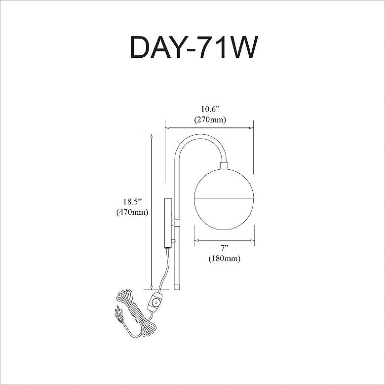 Image 3 Dayana 18.5" High Matte Black Wall Sconce With White Glass Shade more views