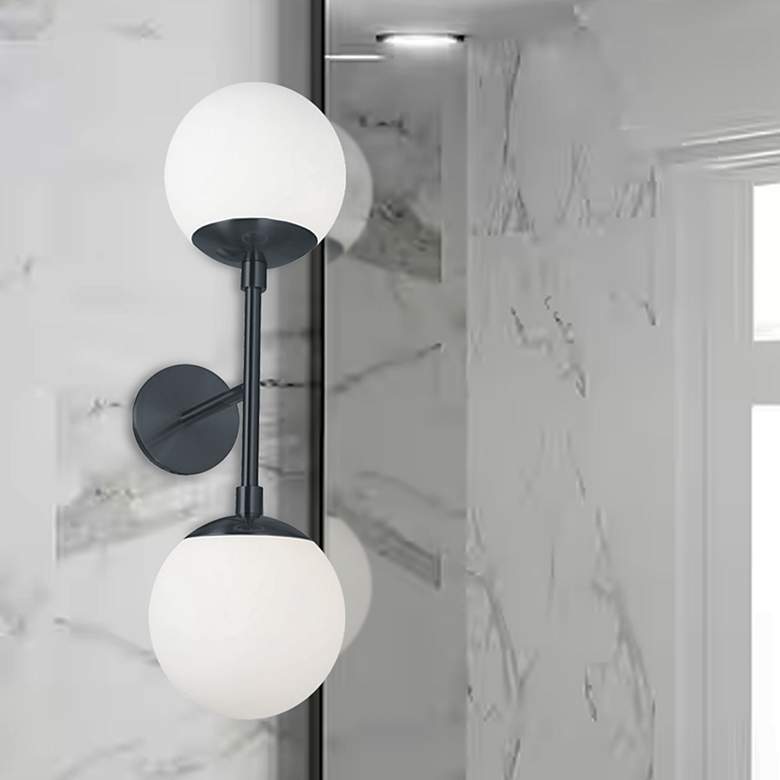 Image 1 Dayana 23 3/4" High Matte Black 2-Light Wall Sconce