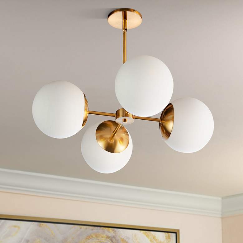 Image 1 Dayana 24" Wide Aged Brass 4-Light Chandelier