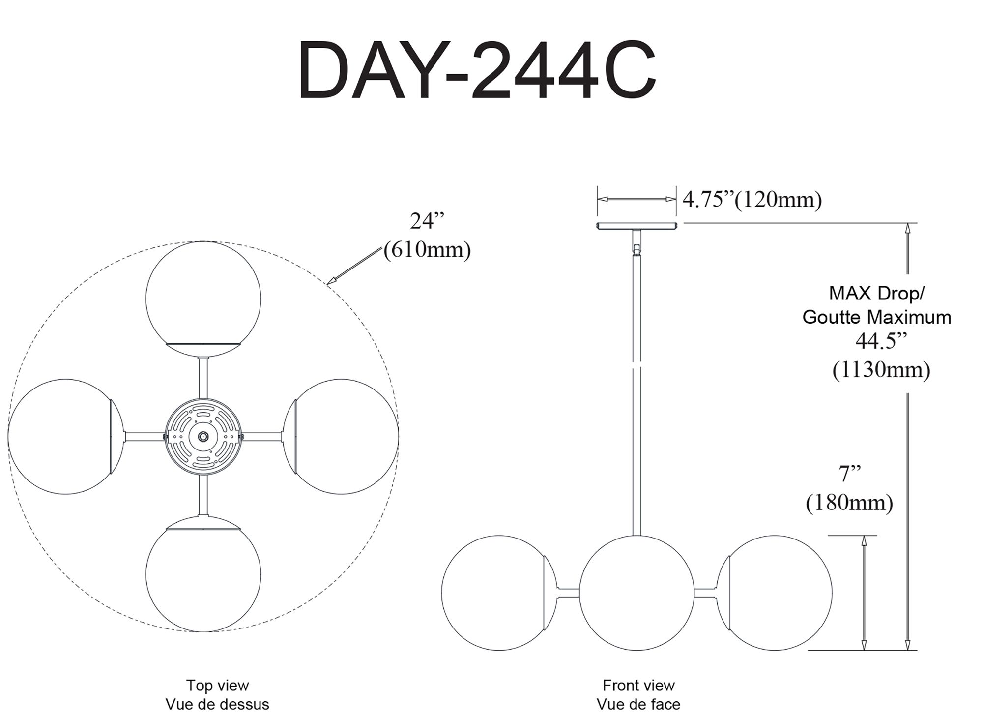 Dayana 24" Wide Aged Brass 4-Light Chandelier