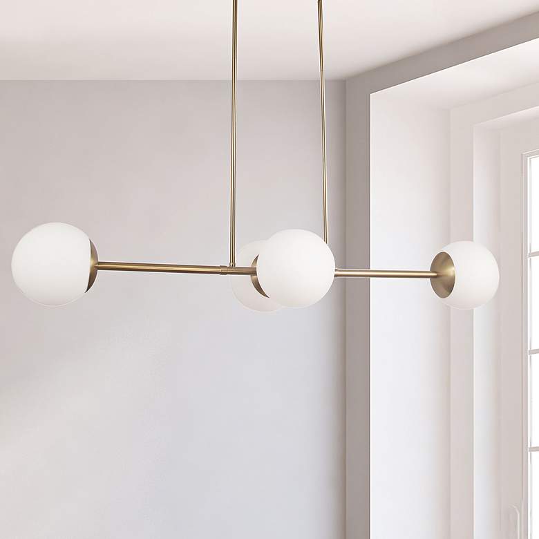 Image 2 Dayana 48" Wide Aged Brass 4-Light Linear Pendant