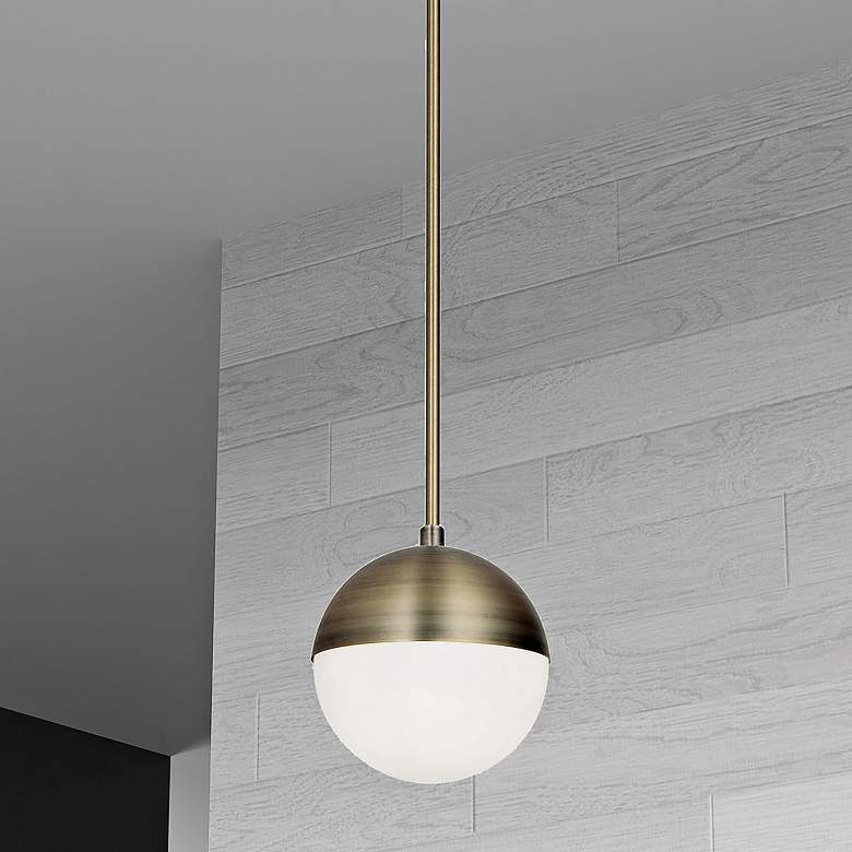 Image 1 Dayana 7" Wide Antique Brass Mini Pendant