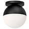 Dayana 7" Wide Matte Black Flush Mount With White Glass Shade