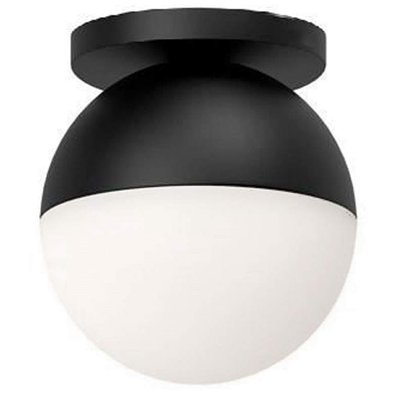 Image 1 Dayana 7 inch Wide Matte Black Flush Mount With White Glass Shade