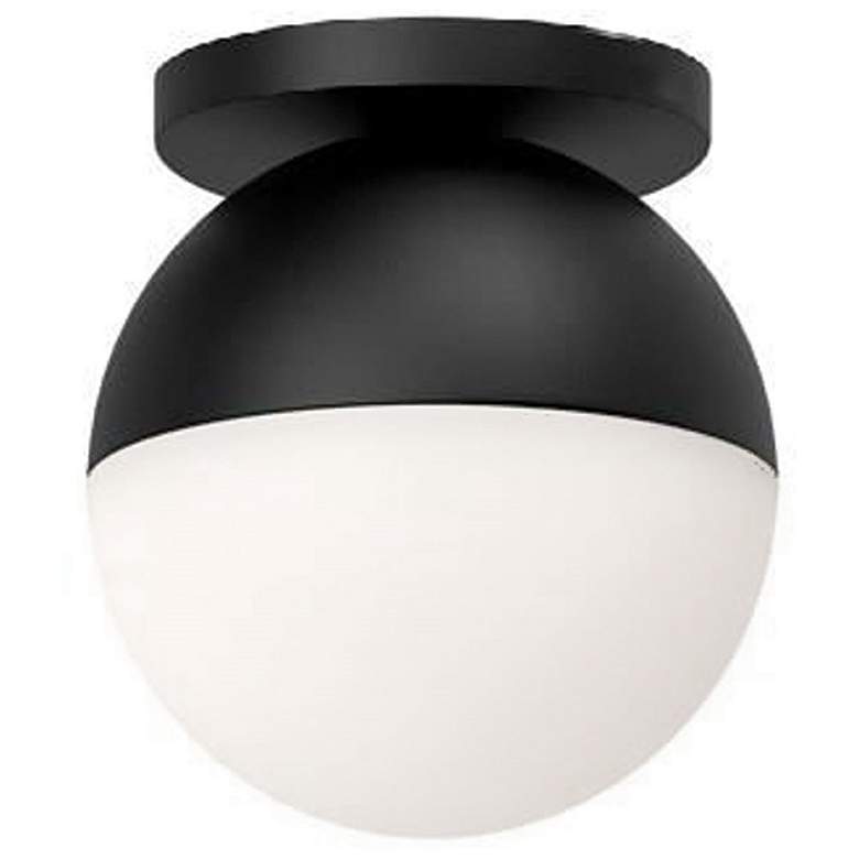 Image 1 Dayana 7" Wide Matte Black Flush Mount With White Glass Shade
