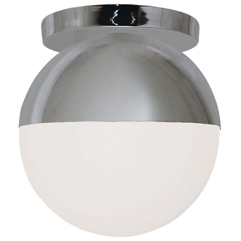 Image 1 Dayana 7 inch Wide Polished Chrome Flush Mount With White Glass Shade