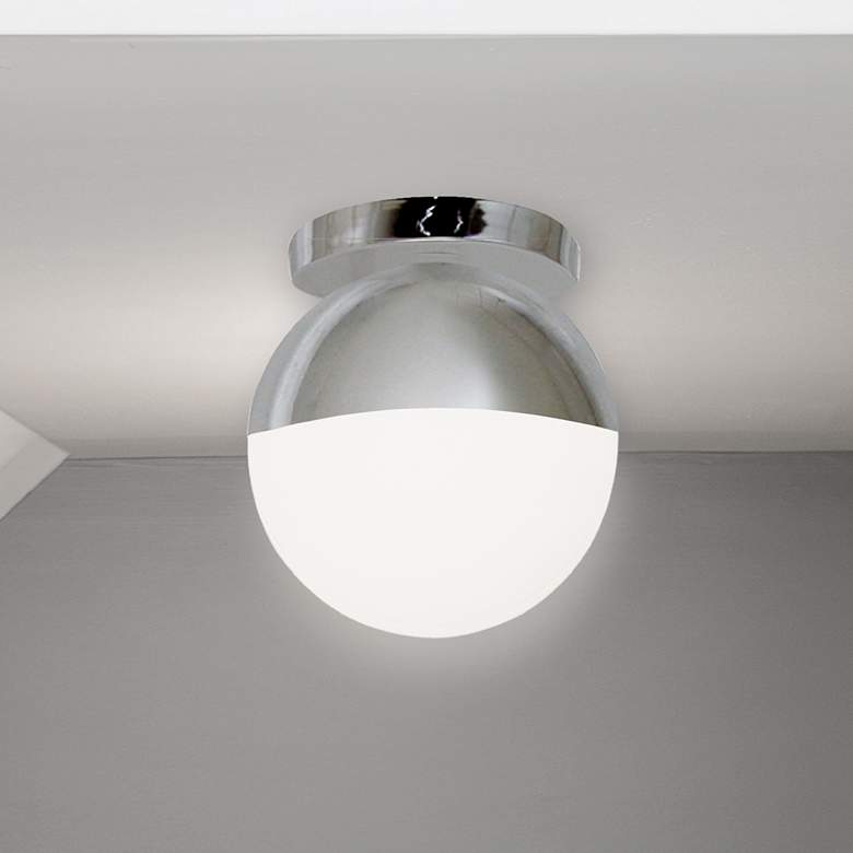 Image 1 Dayana 7" Wide Polished Chrome Flush Mount With White Glass Shade