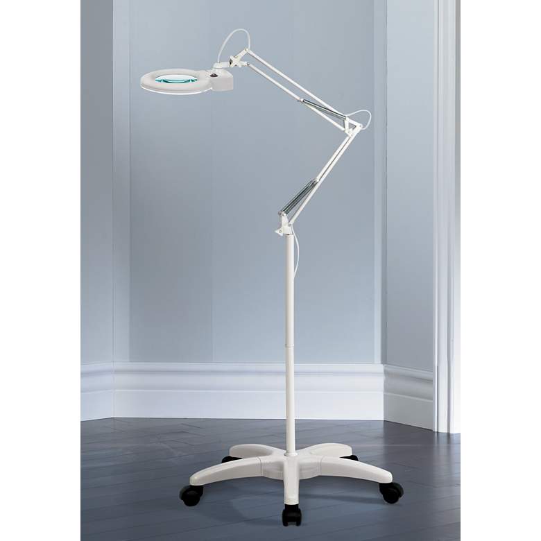 Image 1 Daylight Bulb and Magnifying Lens Floor Lamp