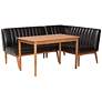 2_Daymond Dark Brown Faux Leather 3-Piece Dining Nook Set