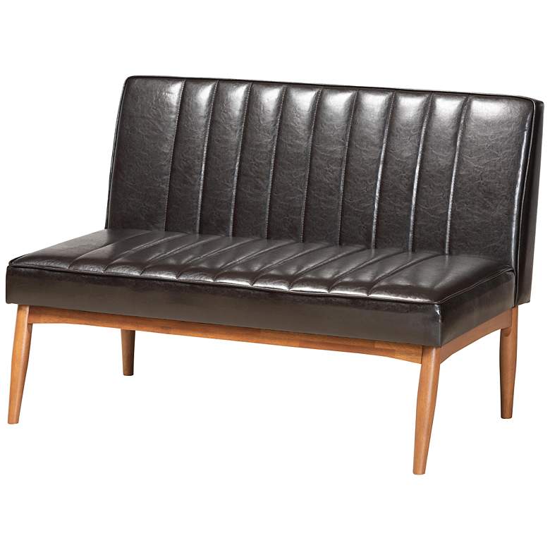 Image 5 Daymond Dark Brown Faux Leather 4-Piece Dining Nook Set more views