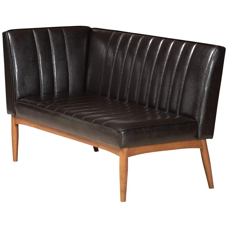 Image 6 Daymond Dark Brown Faux Leather 4-Piece Dining Nook Set more views