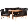 2_Daymond Dark Brown Faux Leather 5-Piece Dining Nook Set