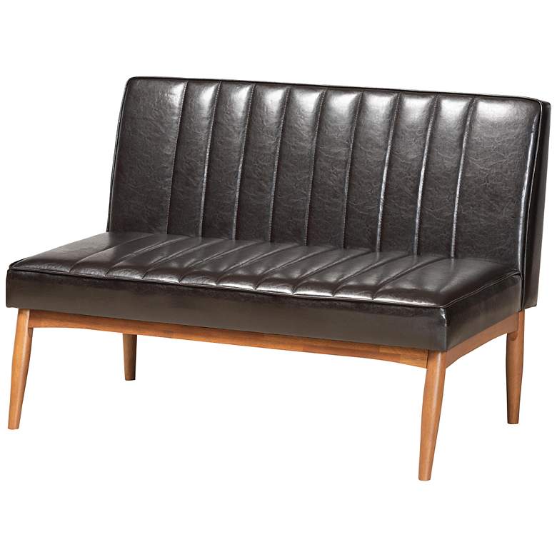 Image 5 Daymond Dark Brown Faux Leather 5-Piece Dining Nook Set more views
