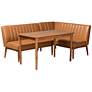 Daymond Tan Faux Leather Tufted 3-Piece Dining Nook Set in scene