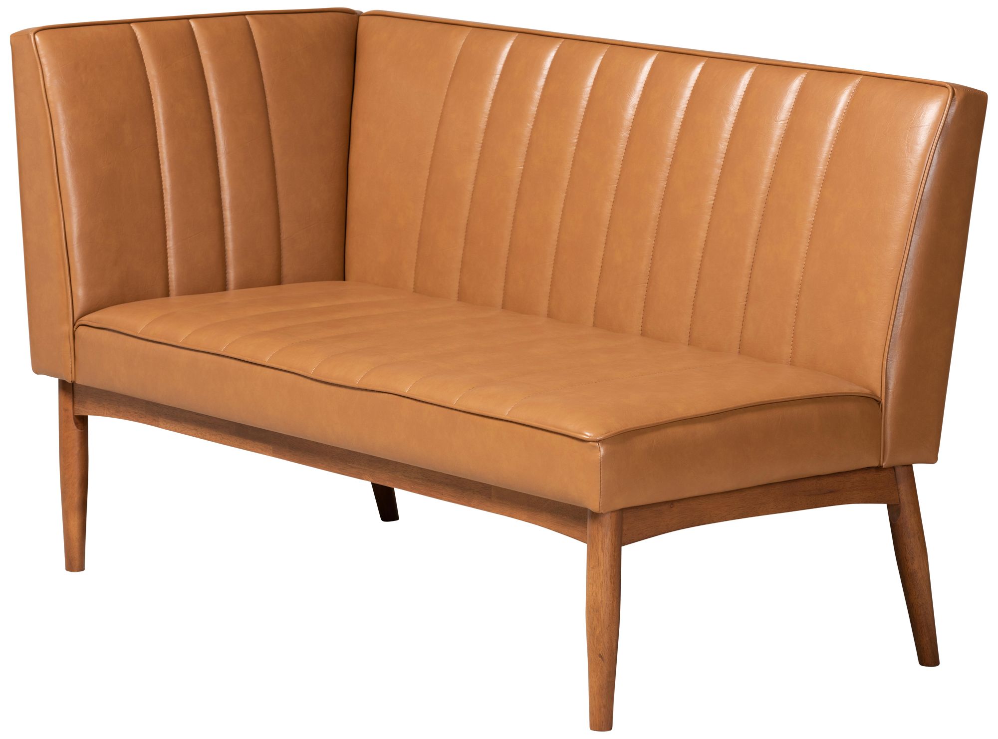 Image 6 Daymond Tan Faux Leather Tufted 5-Piece Dining Nook Set more views