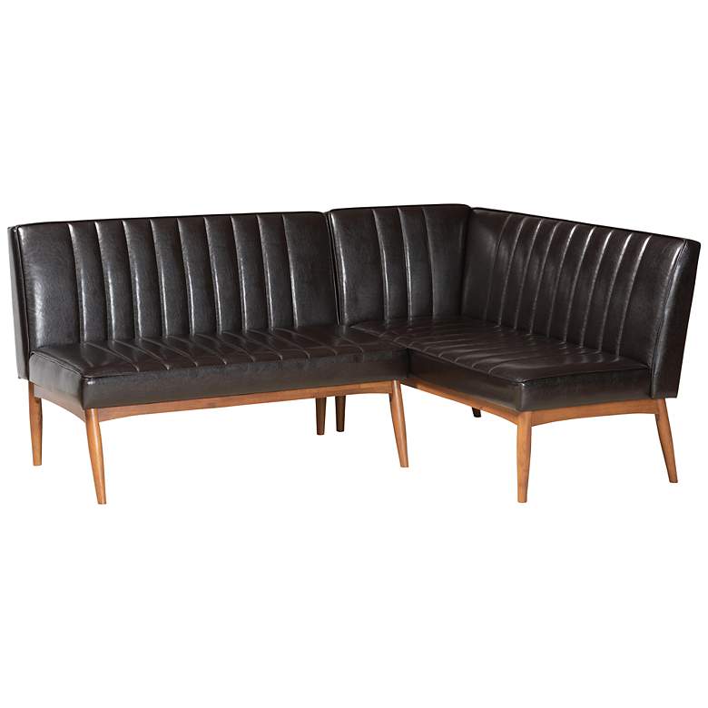 Image 2 Daymond Tufted Dark Brown 2-Piece Dining Nook Banquette Set