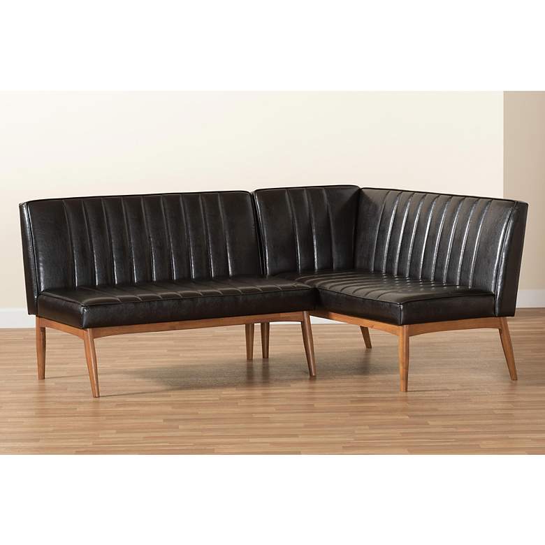 Image 7 Daymond Tufted Dark Brown 2-Piece Dining Nook Banquette Set more views