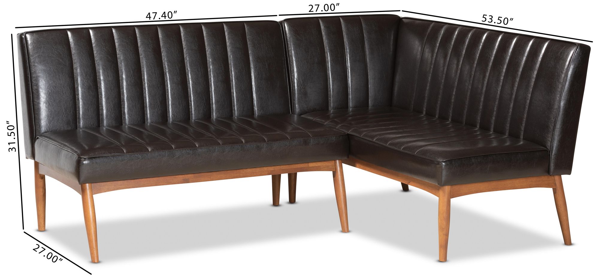 Daymond Tufted Dark Brown 2-Piece Dining Nook Banquette Set in scene