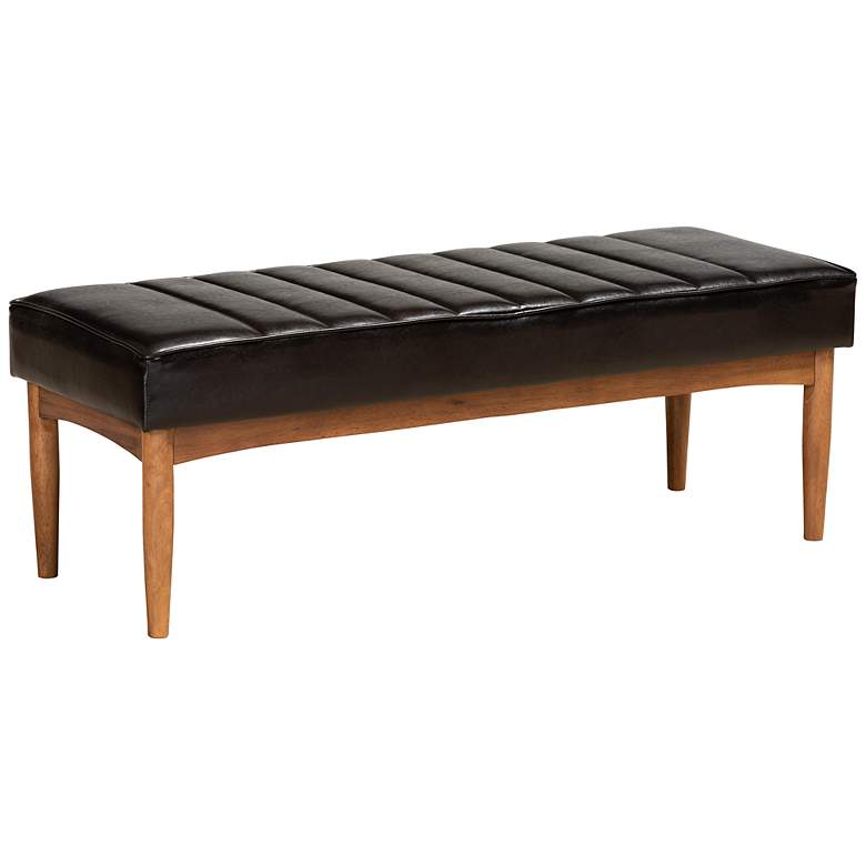 Image 2 Daymond Tufted Dark Brown Faux Leather Dining Bench