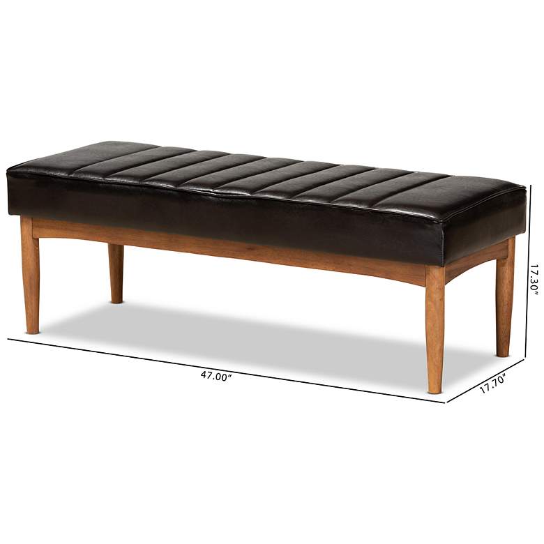 Image 7 Daymond Tufted Dark Brown Faux Leather Dining Bench more views