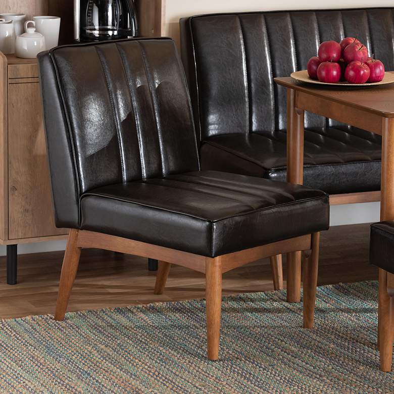 Image 1 Daymond Tufted Dark Brown Faux Leather Dining Chair