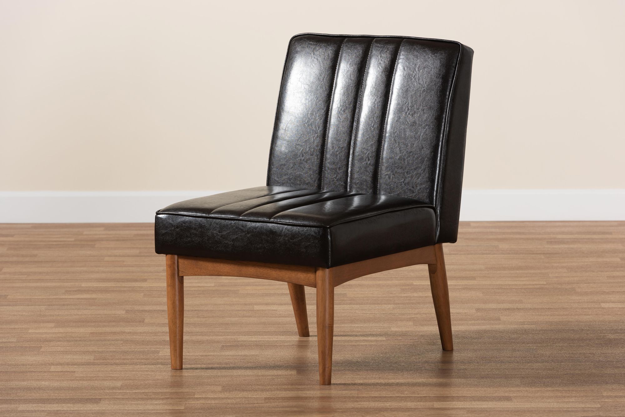 Daymond Tufted Dark Brown Faux Leather Dining Chair