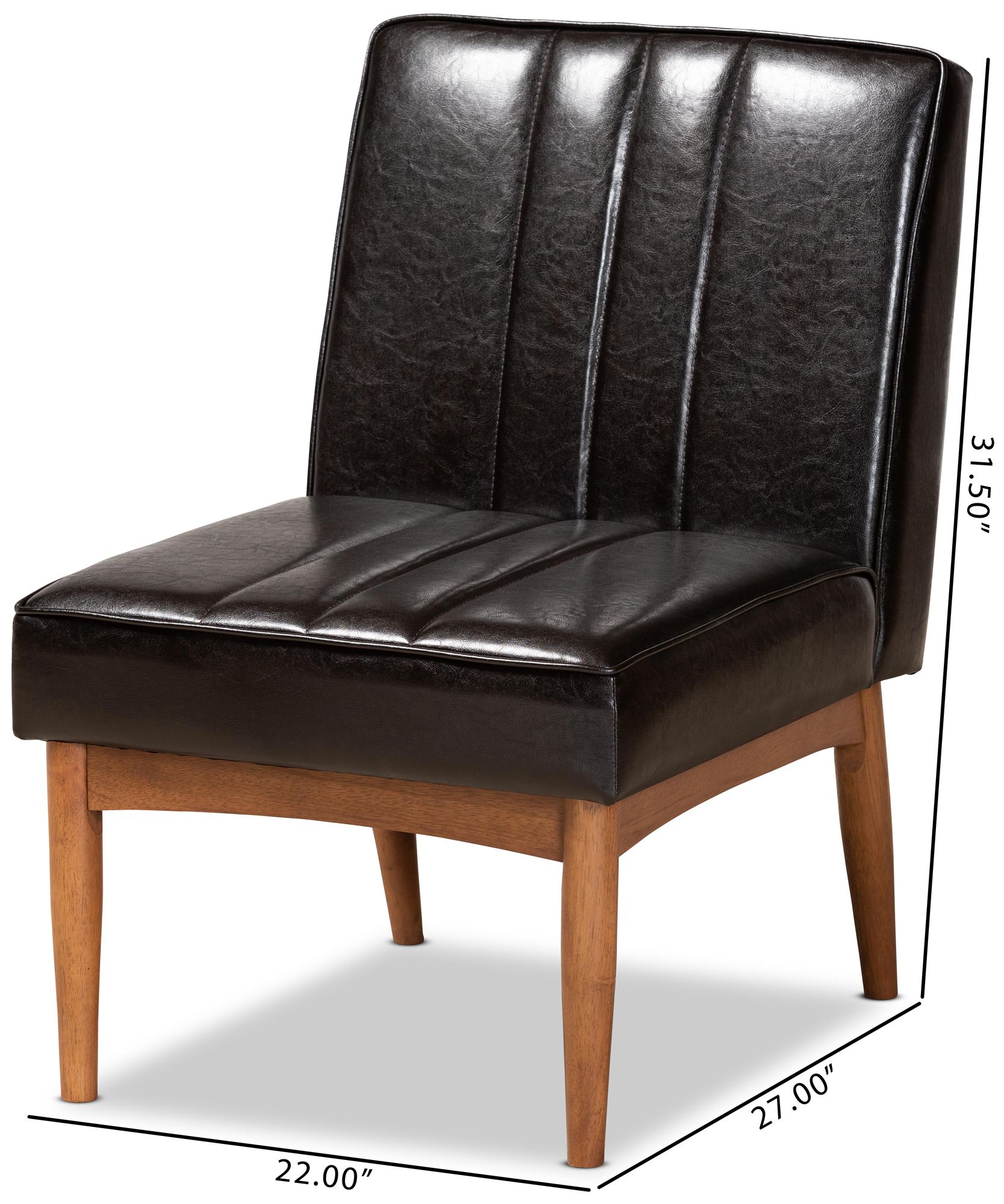 Daymond Tufted Dark Brown Faux Leather Dining Chair