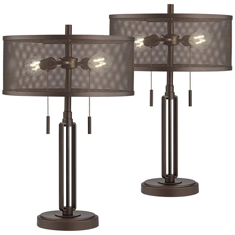 Image 2 Dayn Industrial USB Table Lamps with LED Bulbs - Set of 2
