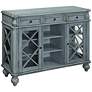 Dayna  48" Wide Antiqued Blue Wood Credenza with Glass Doors