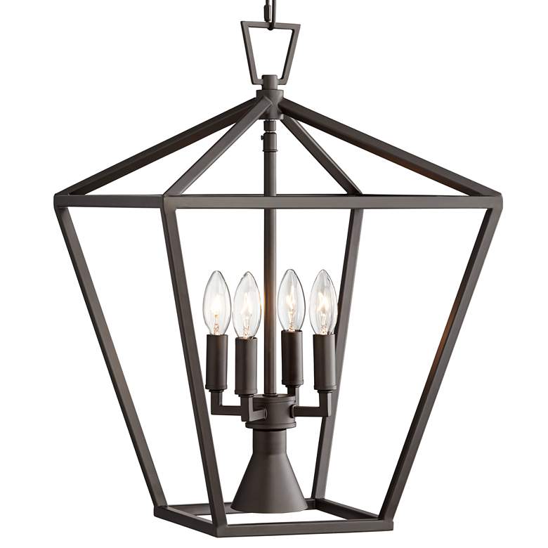 Daynes 19 3/4&quot;W Bronze 4-Light Entry Pendant with Downlight more views