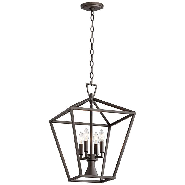 Image 7 Daynes 19 3/4 inchW Bronze 4-Light Entry Pendant with Downlight more views