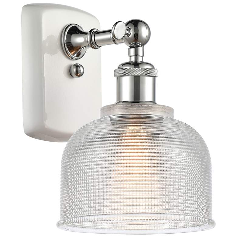 Image 1 Dayton 10.5" High White and Polished Chrome Sconce w/ Clear Shade