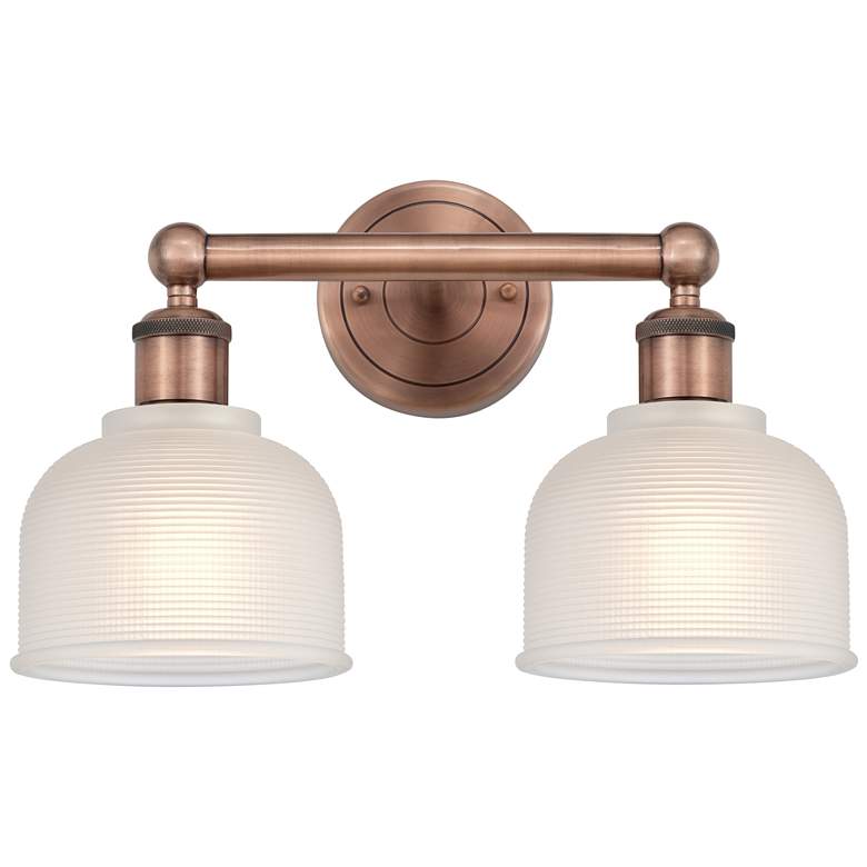Image 1 Dayton 14.5 inch Wide 2 Light Antique Copper Bath Vanity Light With White 