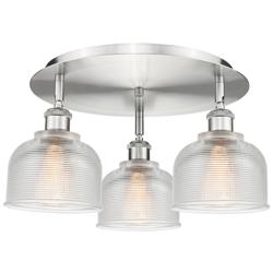 Dayton 17.25&quot; Wide 3 Light Satin Nickel Flush Mount With Clear Glass S