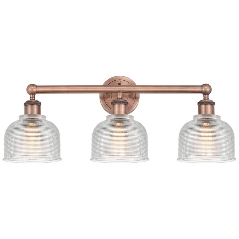 Image 1 Dayton 23.5 inch Wide 3 Light Antique Copper Bath Vanity Light With Clear 