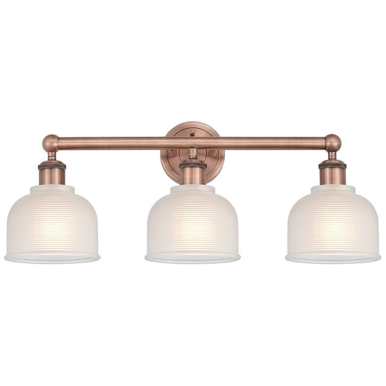 Image 1 Dayton 23.5 inch Wide 3 Light Antique Copper Bath Vanity Light With White 