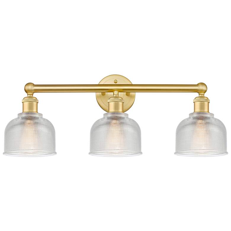 Image 1 Dayton 23.5" Wide 3 Light Satin Gold Bath Vanity Light With Clear Shad