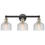 Dayton 23.5"W 3 Light Black Antique Brass Bath Light With Clear Shade