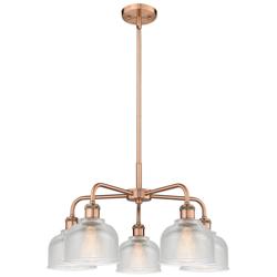 Dayton 23.5&quot;W 5 Light Antique Copper Stem Hung Chandelier With Clear S
