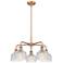 Dayton 23.5"W 5 Light Antique Copper Stem Hung Chandelier With Clear S
