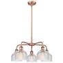 Dayton 23.5"W 5 Light Antique Copper Stem Hung Chandelier With Clear S