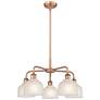 Dayton 23.5"W 5 Light Antique Copper Stem Hung Chandelier With White S